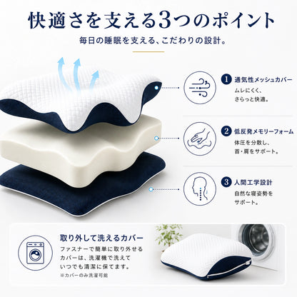 Hoshina™ 人間工学メモリーフォーム枕